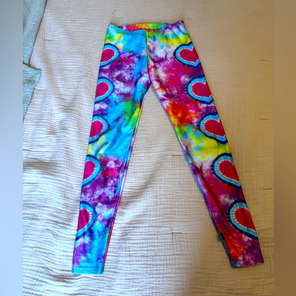Medium tie dye look heart leggings
